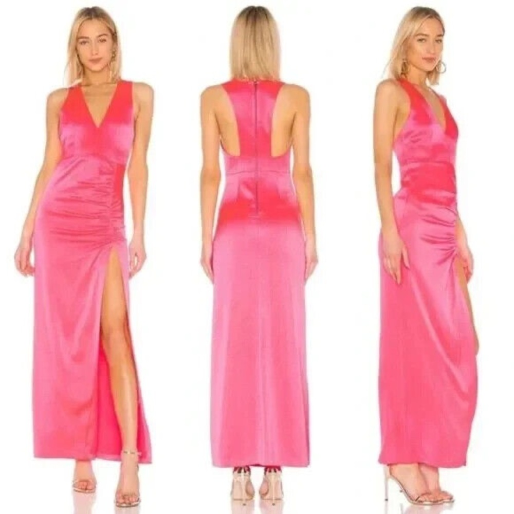 Alice + Olivia Diana Racerback Gown Neon Pink sz 8 NWT